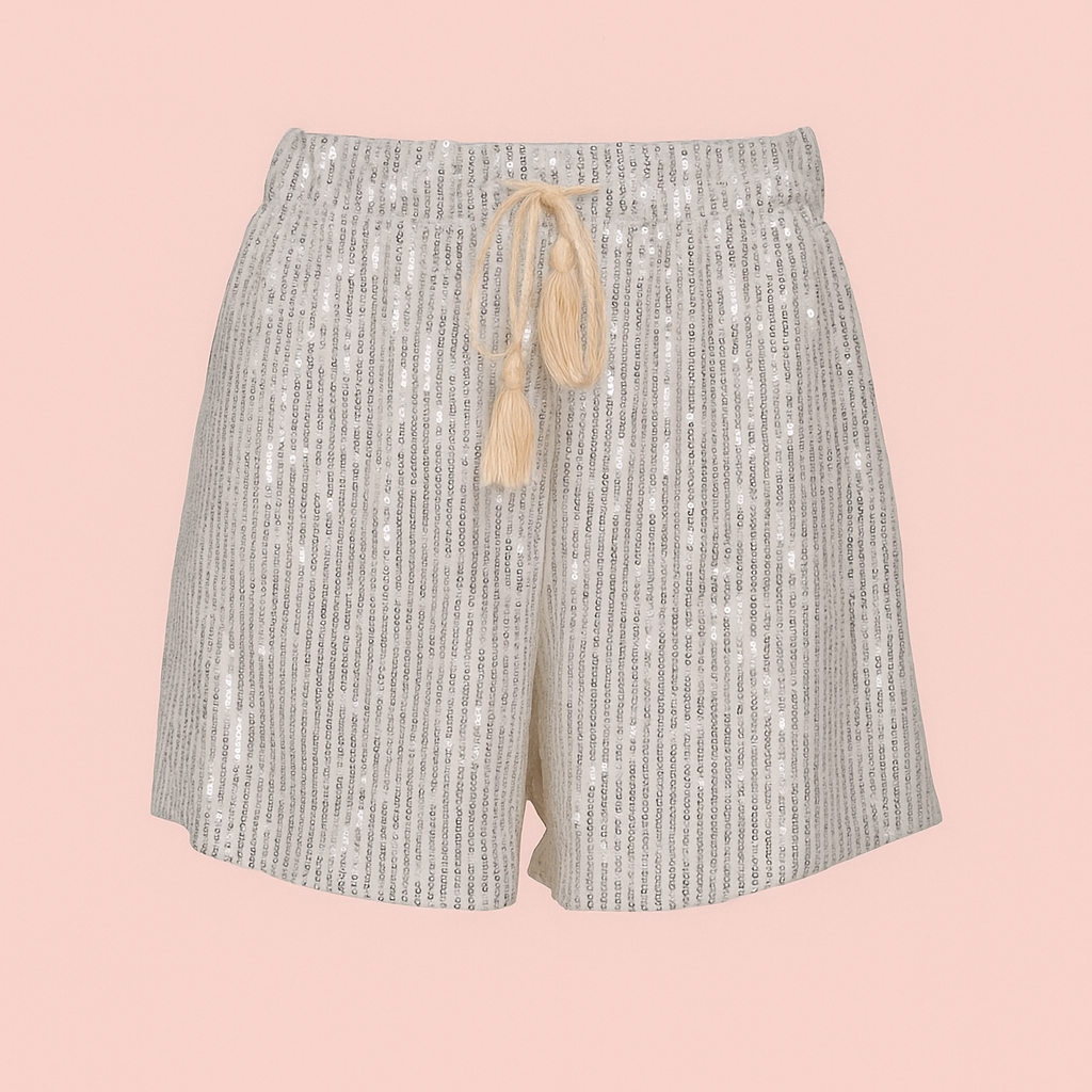 Julianne | Glitterbroek | Short | Zacht van binnen | Zilver kleurig | Voor een chique look