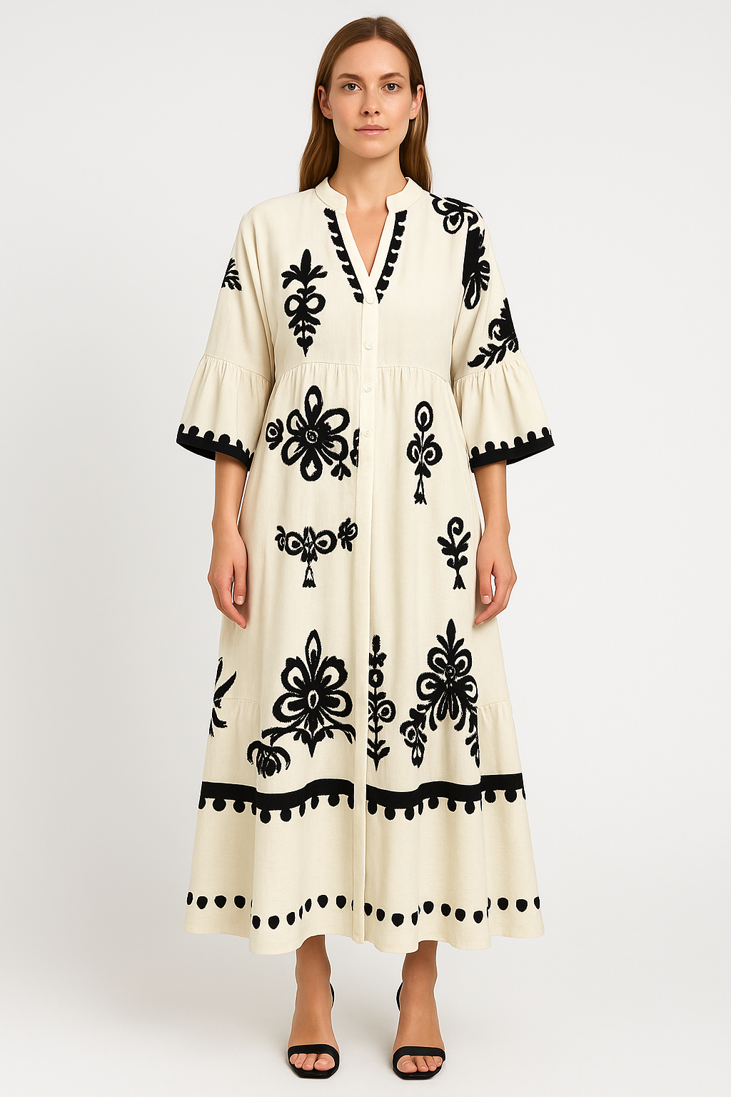 Sem | Lange jurk | Mooie V-hals | Verkrijgbaar in verschillende kleuren