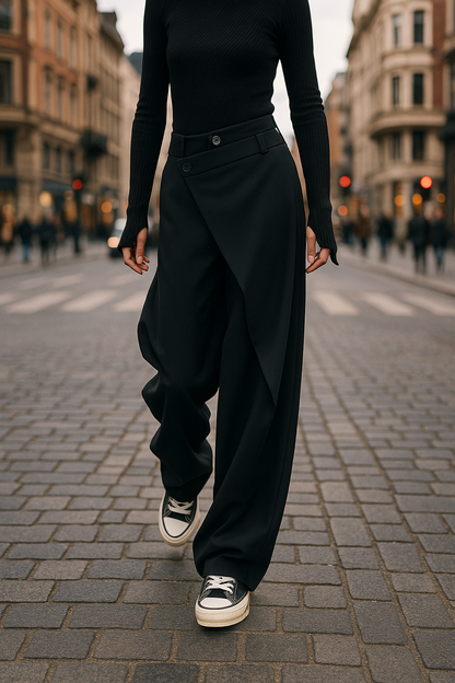 Lisanne | Broek met wijde pijpen | Asymmetrisch design | Comfort en stijl