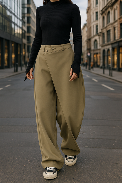 Lisanne | Broek met wijde pijpen | Asymmetrisch design | Comfort en stijl