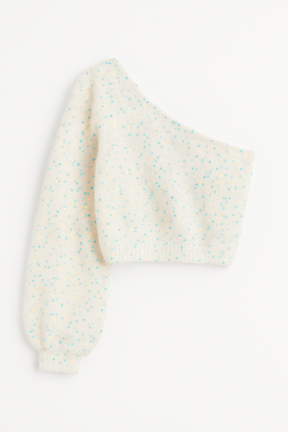 Elise | Top | Glitters | One shoulder | Cropped model