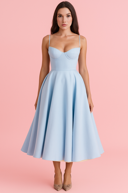 Fiene | Langere jurk | Spaghetti bandjes | Stijlvolle midi rok met weelderige tule