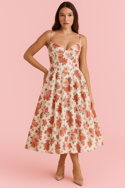 Fiene | Langere jurk | Spaghetti bandjes | Stijlvolle midi rok met weelderige tule