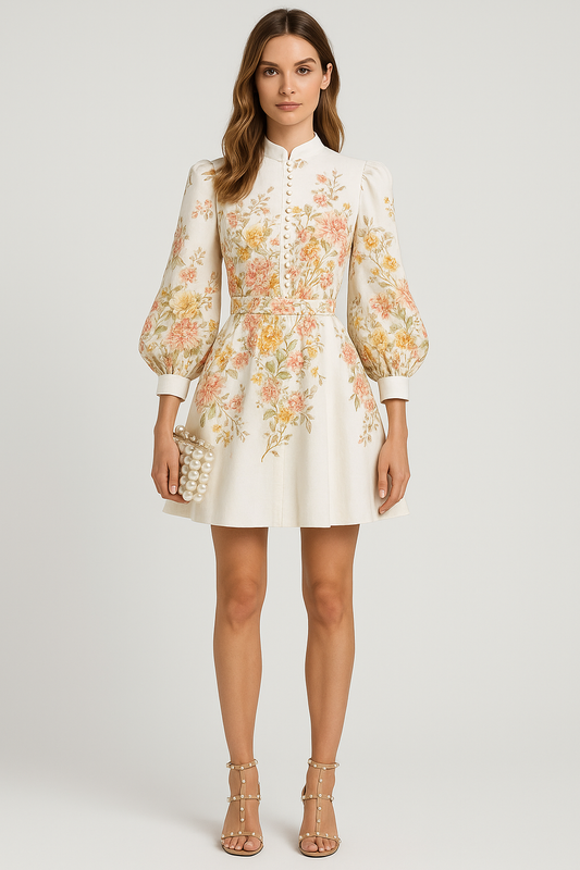 Simone | Jurkje met lange mouwen | Net boven de knie | Verfijnde knoopjes aan de voorkant voor een luxe uitstraling