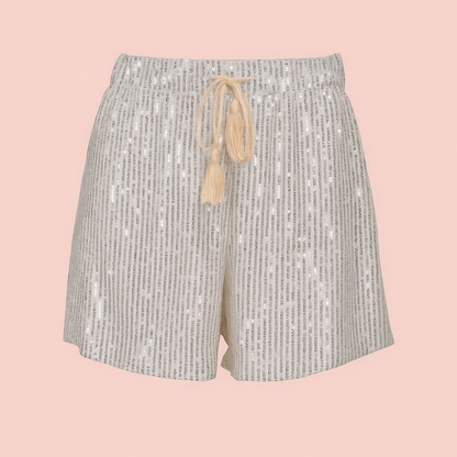 Julianne | Glitterbroek | Short | Zacht van binnen | Zilver kleurig | Voor een chique look