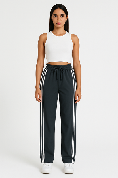 Liz | Wide leg broek | Streepjes op de zijkant | Hippe look | Comfort en stijl in een!