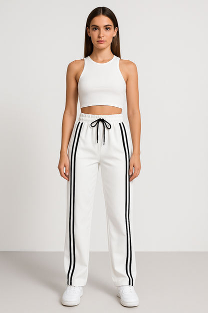 Liz | Wide leg broek | Streepjes op de zijkant | Hippe look | Comfort en stijl in een!