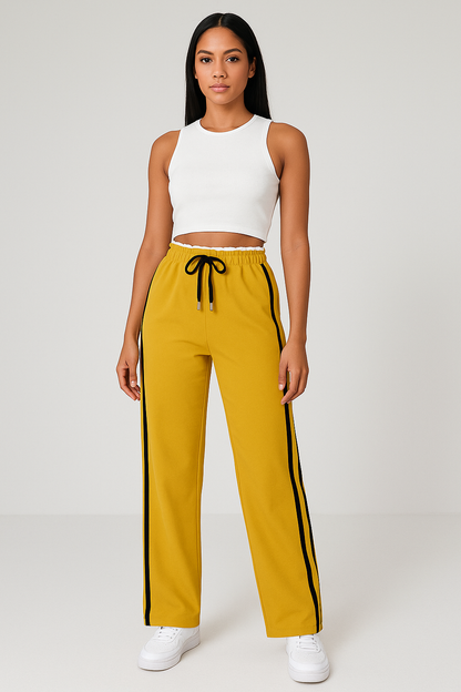 Liz | Wide leg broek | Streepjes op de zijkant | Hippe look | Comfort en stijl in een!