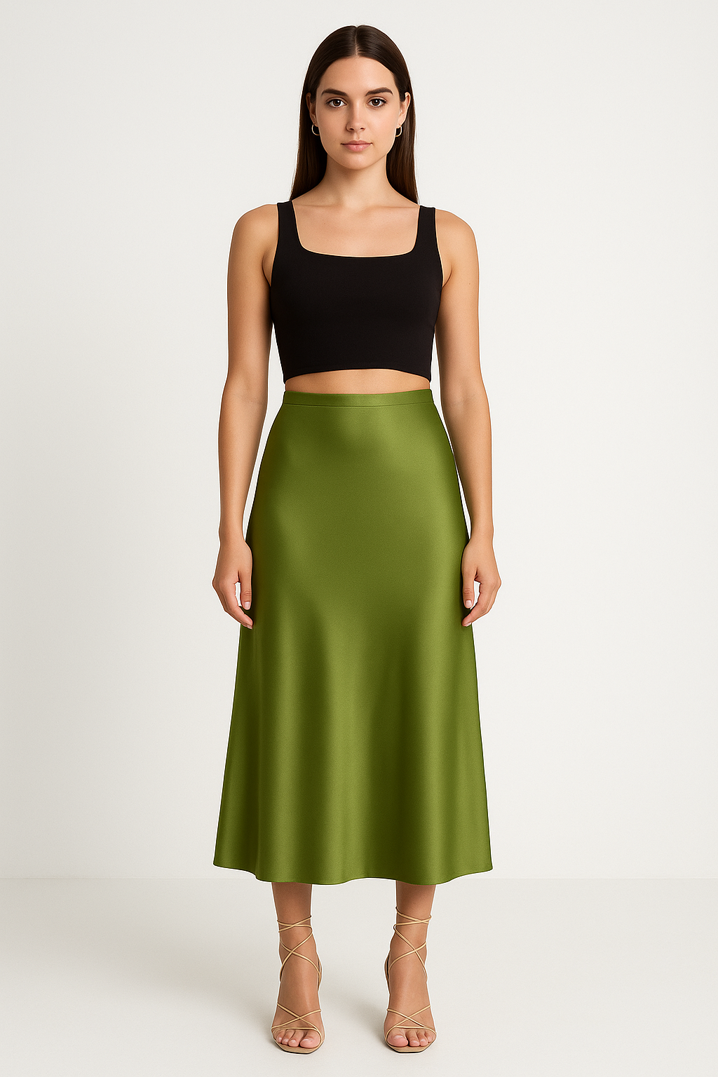 Sammie | Hoge rok | Satijnen look | Zijdezacht | Mide rok | Perfecte pasvorm