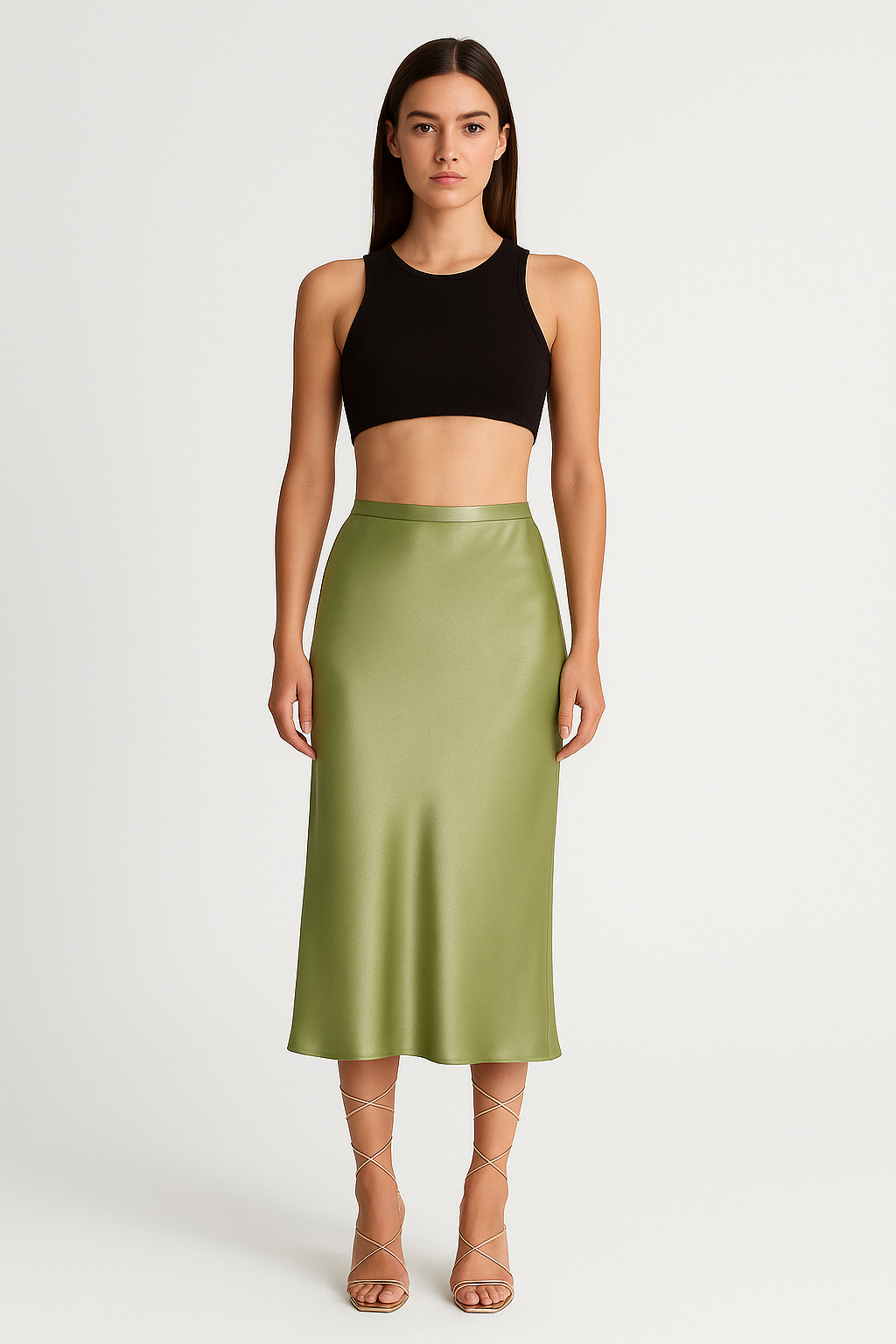 Sammie | Hoge rok | Satijnen look | Zijdezacht | Mide rok | Perfecte pasvorm