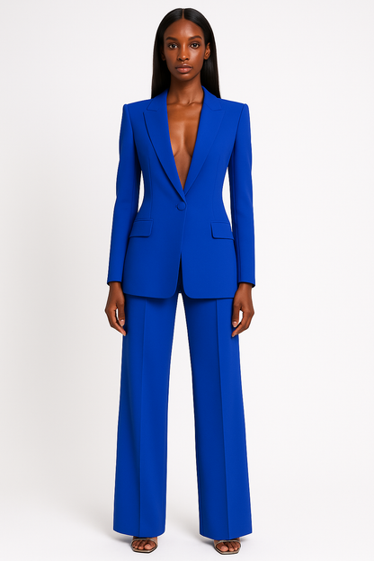 Broekpak voor dames | Klasse en comfort | Set van broek en blazer | Wijde pijpen en verfijnde blazer