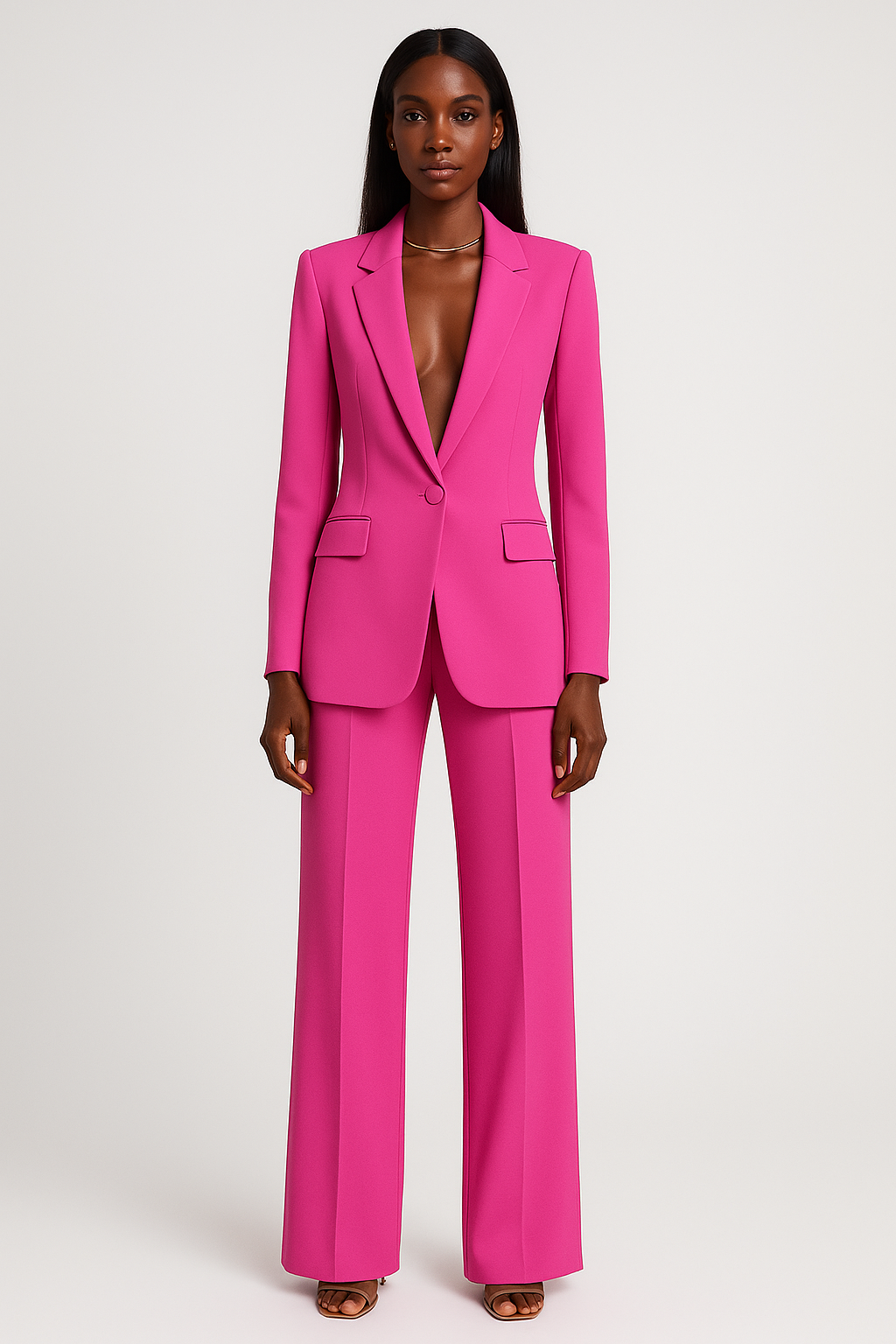 Broekpak voor dames | Klasse en comfort | Set van broek en blazer | Wijde pijpen en verfijnde blazer