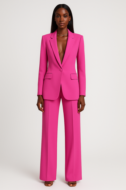 Broekpak voor dames | Klasse en comfort | Set van broek en blazer | Wijde pijpen en verfijnde blazer