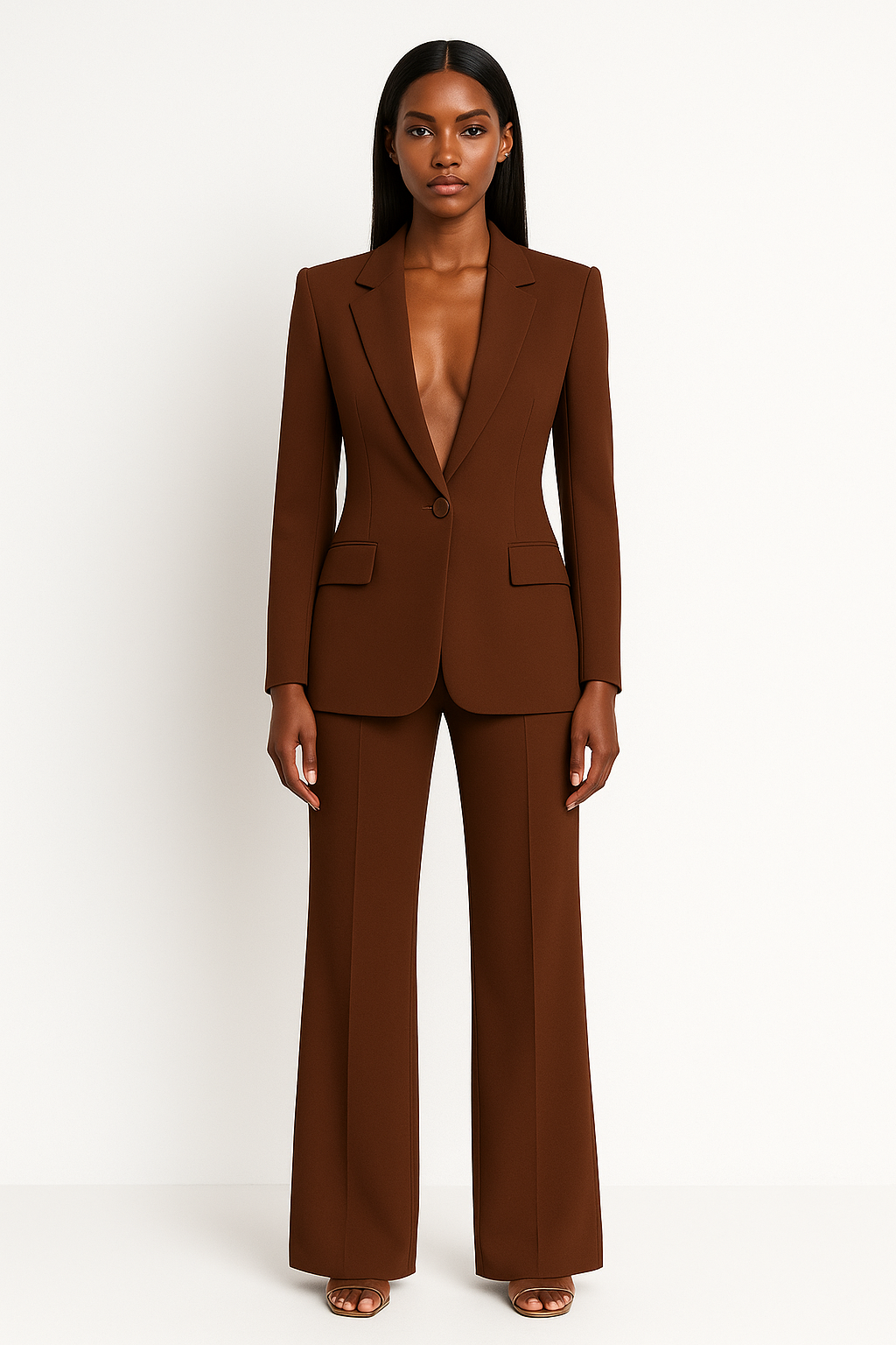 Broekpak voor dames | Klasse en comfort | Set van broek en blazer | Wijde pijpen en verfijnde blazer