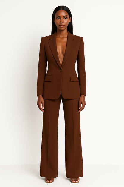 Broekpak voor dames | Klasse en comfort | Set van broek en blazer | Wijde pijpen en verfijnde blazer