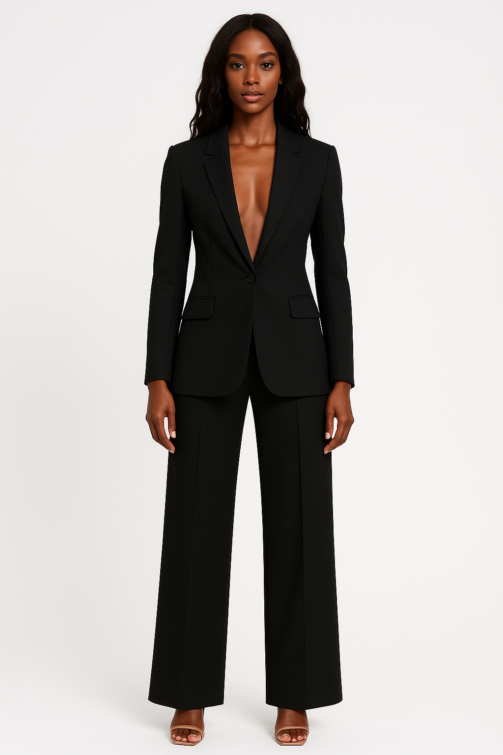 Broekpak voor dames | Klasse en comfort | Set van broek en blazer | Wijde pijpen en verfijnde blazer