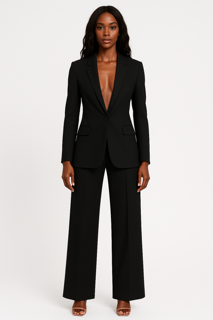 Broekpak voor dames | Klasse en comfort | Set van broek en blazer | Wijde pijpen en verfijnde blazer