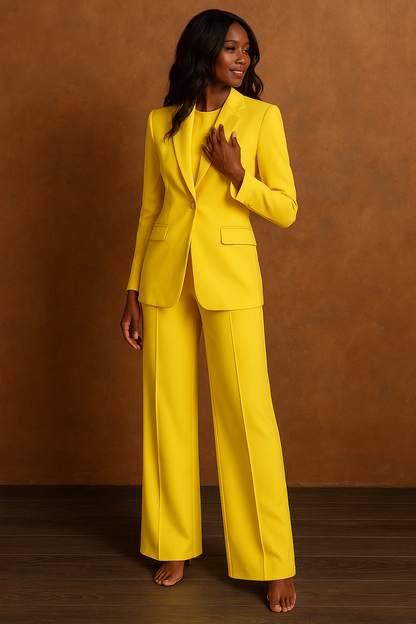 Broekpak voor dames | Klasse en comfort | Set van broek en blazer | Wijde pijpen en verfijnde blazer