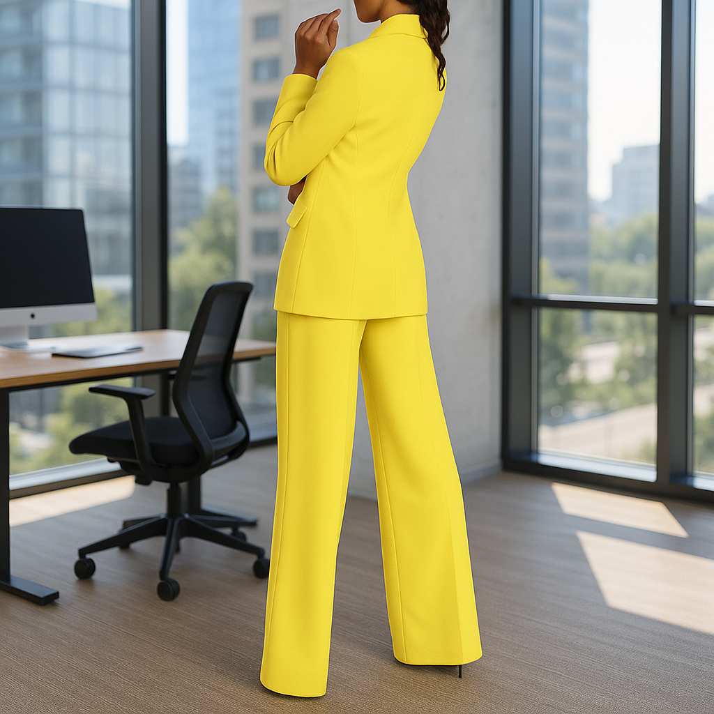 Broekpak voor dames | Klasse en comfort | Set van broek en blazer | Wijde pijpen en verfijnde blazer