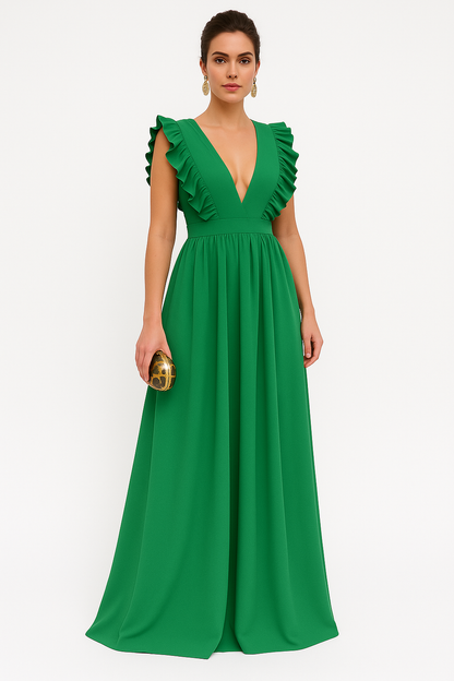 Lieke | Lange jurk | One shoulder | Split aan de voorkant | Soepel vallend