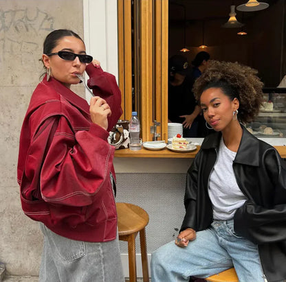 VIVIEN | Oversized leren jas